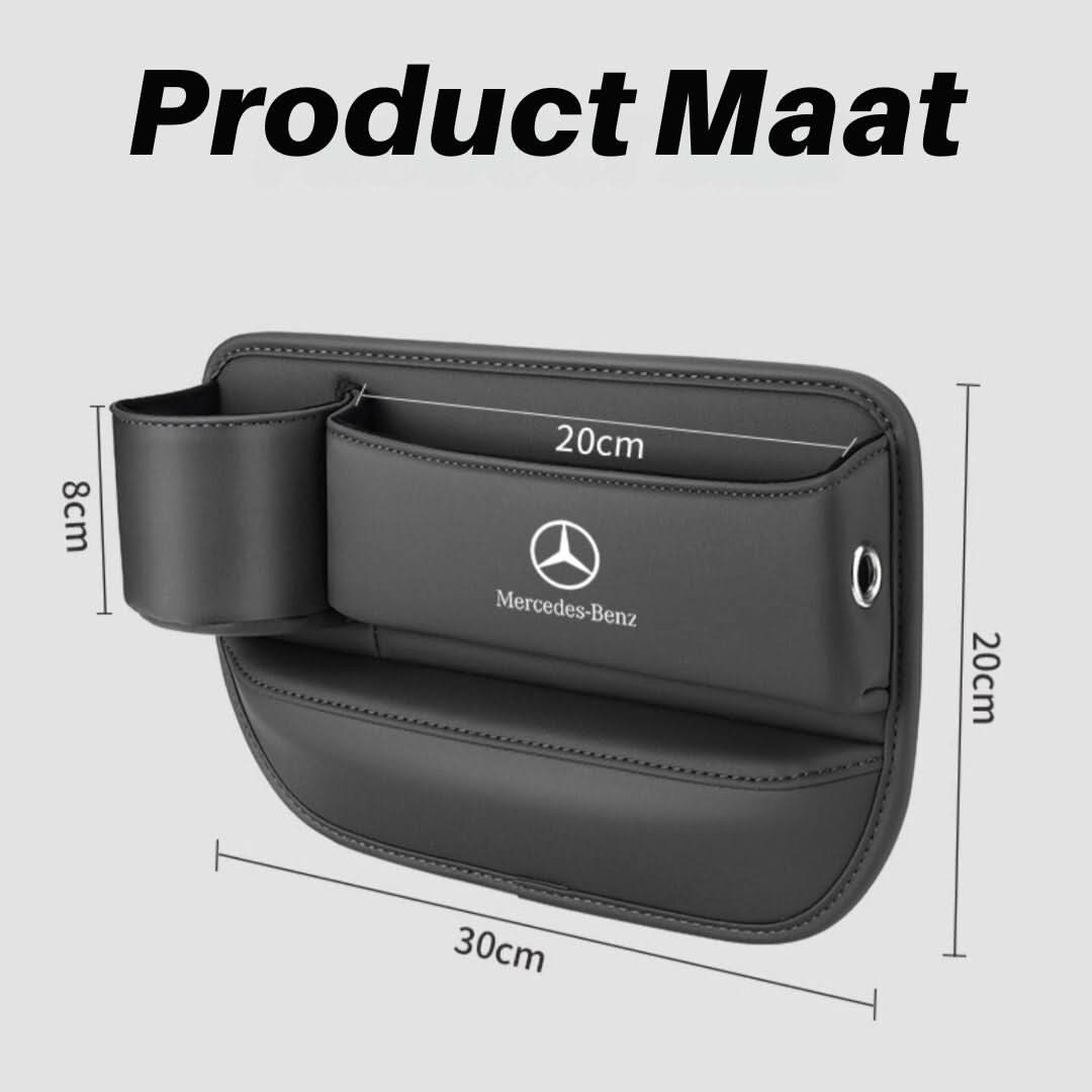 Leren autostoel organizer met bekerhouder