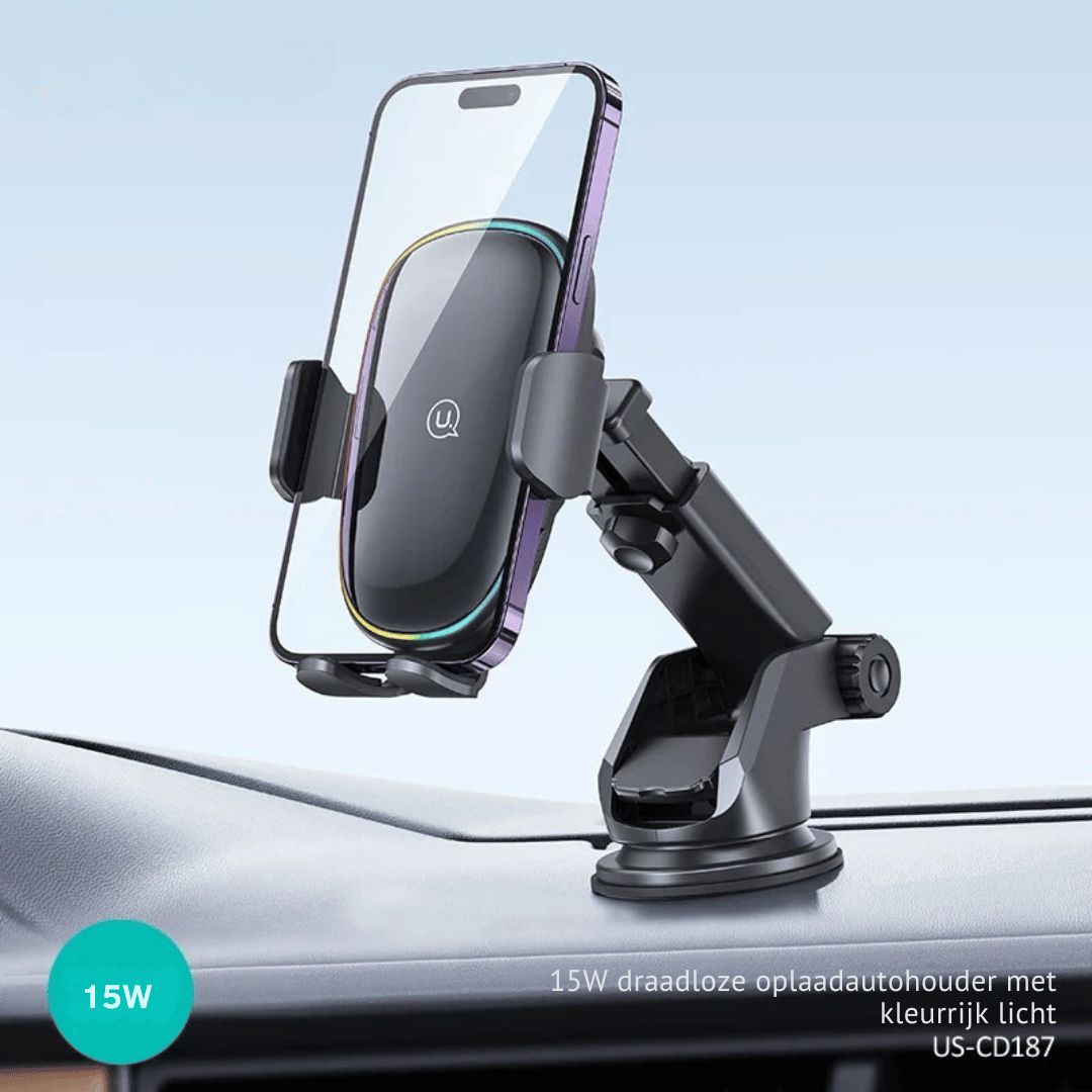 15W Draadloze Autotelefoonhouder – Snellader & Luchtrooster Bevestiging