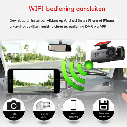 4K Dashcam Met Dubbele Lens – Nachtzicht – GPS – WiFi – 24H Parking Monitoring