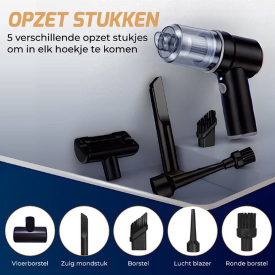 Compacte draadloze handstofzuiger voor auto