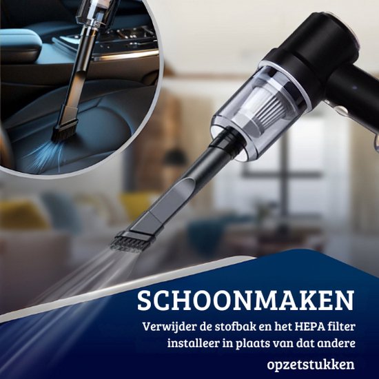 Compacte draadloze handstofzuiger voor auto