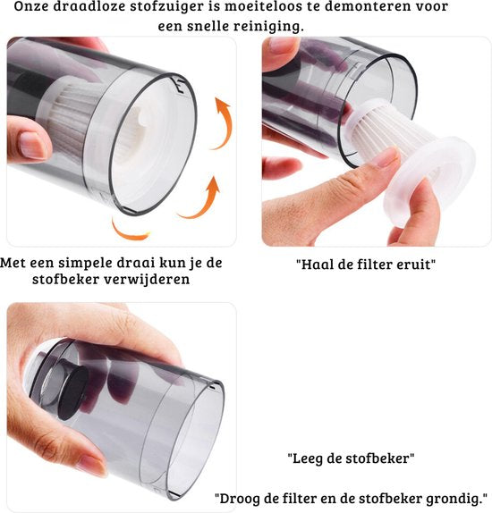 Compacte draadloze handstofzuiger voor auto