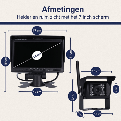 Draadloze Achteruitrijcamera – Voor Auto, Camper en Vrachtwagen – 7 Inch – IP67 – IR Nachtzicht