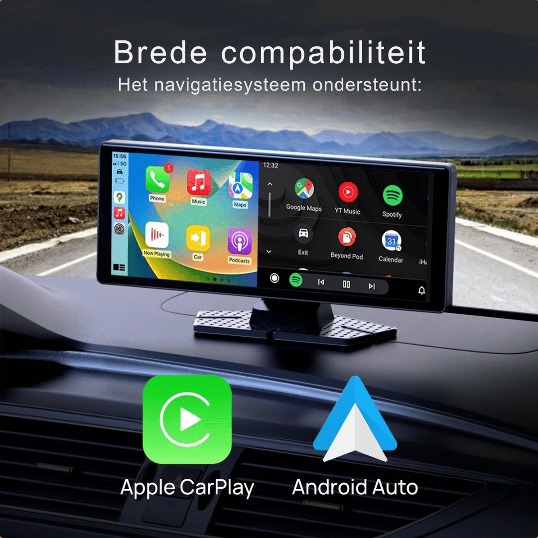 Navigatiesysteem 10 Inch – Draadloos Apple CarPlay & Android Auto – Dashcam & Achteruitrijcamera