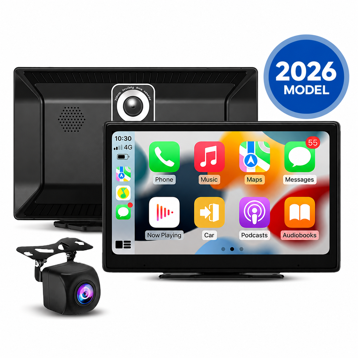 9-Inch Navigatiesysteem Auto - Draadloos Apple CarPlay & Android Auto + Achteruitrijcamera en Dashcam